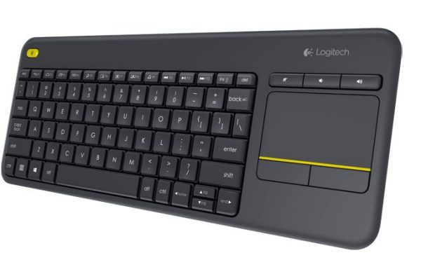 Logitech K830 Illuminated Living Room Bluetooth Keyboard Bright Backlit Keys Integrated Touchpad 10m Range HTPC Optimized Media Hot Keys Rechargeable