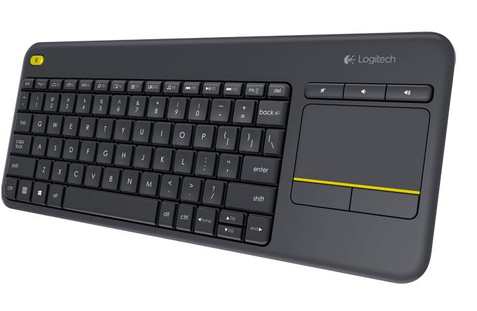 Logitech K400 Plus Wireless Keyboard with Touchpad & Entertainment Media Keys Tiny USB Unifying receiver for HTPC connected TVs