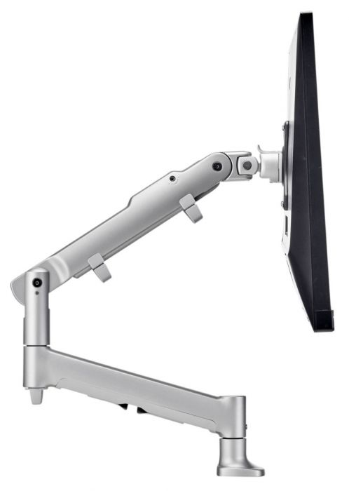 Atdec AWM Single monitor arm solution combining one dynamic arm on a single base with F Clamp fixing in silver