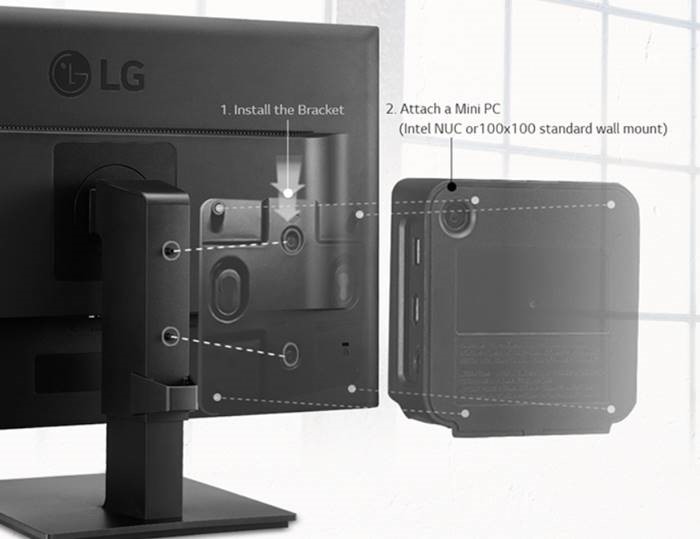 LG VESA Mount Bracket - VESA 75x75mm or 100x100mm Intel NUC / Brix / Others only suitable for 24BK550Y and 27BK550Y