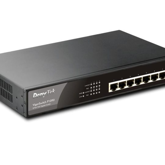 Draytek Vigor Switch P1090 8Port 802.3af/at PoE IP LAN Switch 130watts PSU 11'' Rack-mount zero configuration