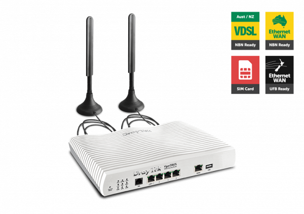 Draytek Vigor2862 Multi WAN VDSL2/ADSL2+ Gigabit Firewall Router 3G/4G LTE USB 4xGigabit LAN 32xVPN Tunnels 16xVLAN 2yr wty ~MOD-DV2860