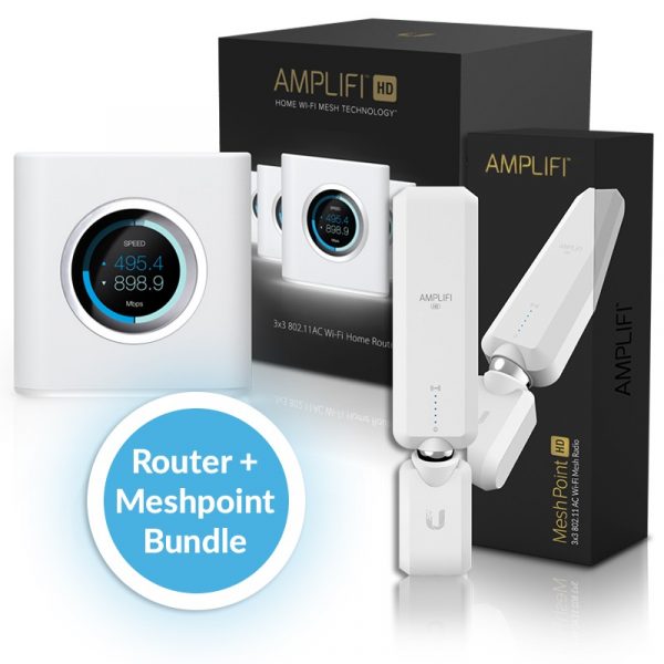 Ubiquiti Amplifi  Amplifi Router & 1x Mesh Point Bundle Pack – Medium Size Home Or Office – 1,200 Sqm Coverage