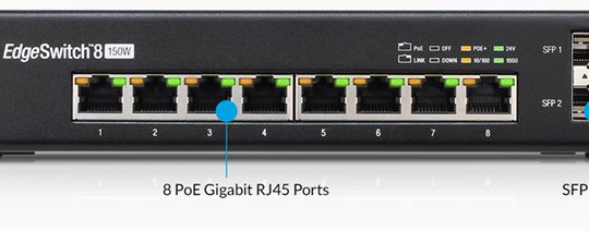Ubiquiti EdgeSwitch Managed PoE+ Giga Switch  8 Port 150W